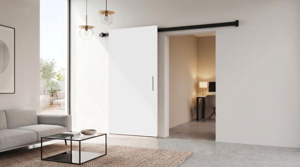HS-Loft Idea Komplett auf Maß | 1-flüglige rahmenlose Holzschiebetür