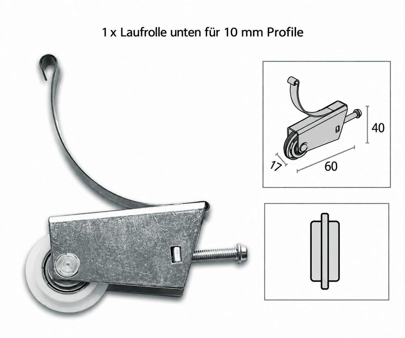 bild von Laufrolle unten für 10 mm Profile