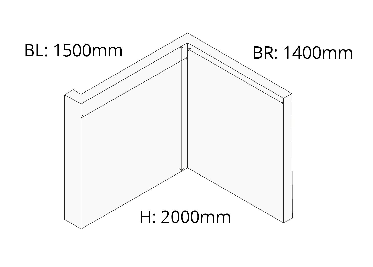 Eingabebeispiel für Eckschrank in L-Form ohne Schraege