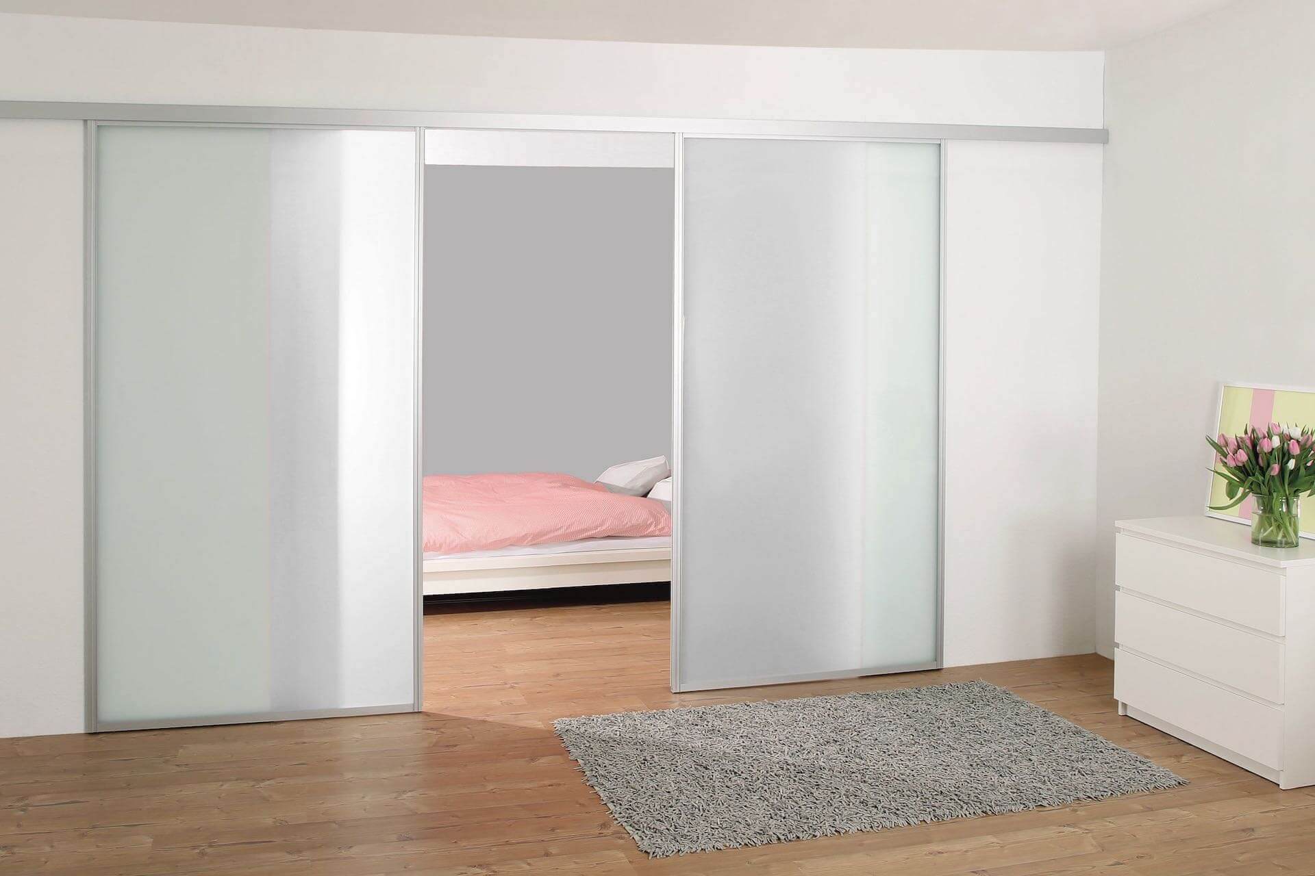 Durchgangsschiebetür Glasschiebetür Schlafzimmer mit Aluminiumrahmen