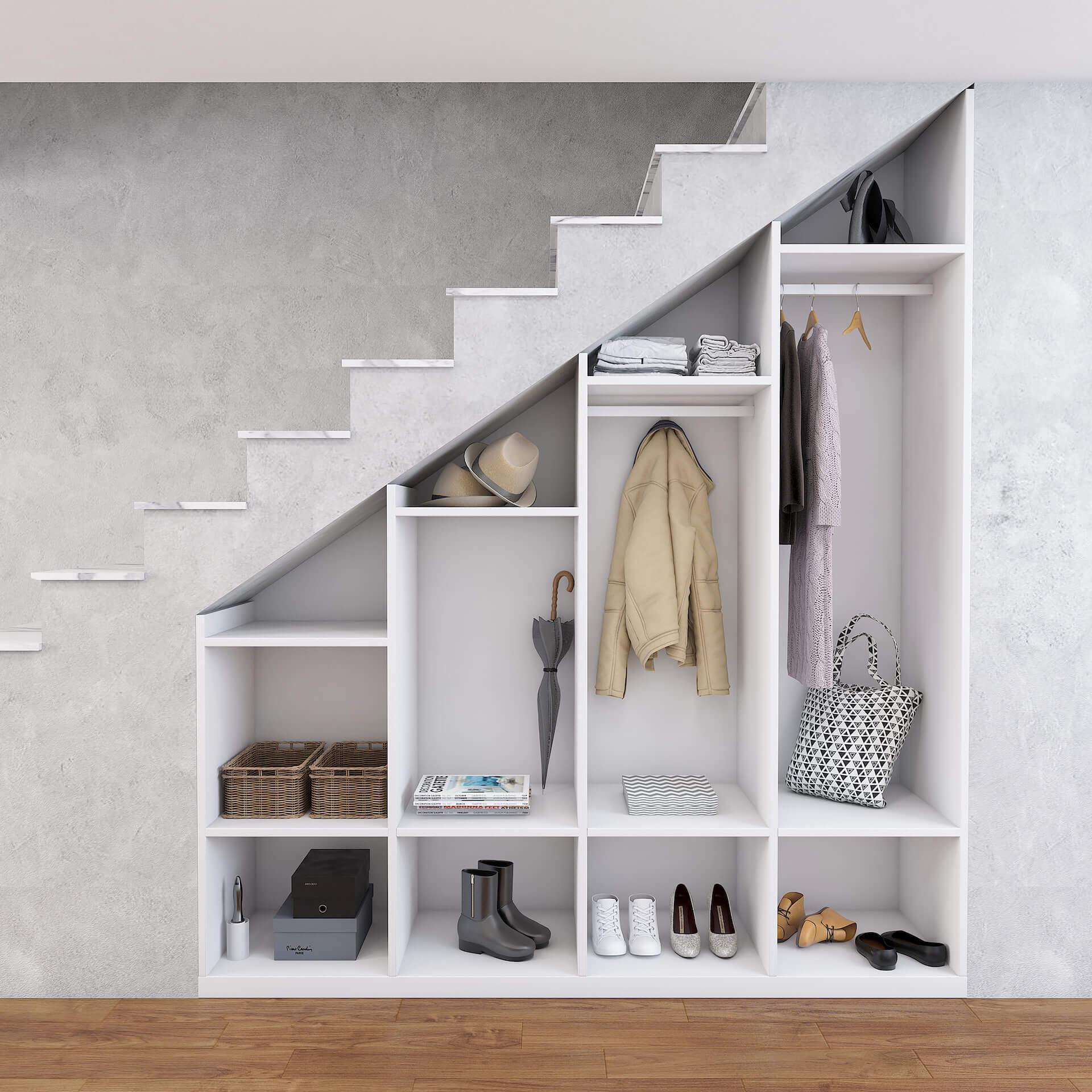 Maßgefertigter Schrank unter einer Schräge von hibitaro