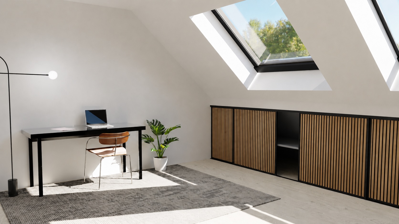 Drempelschiebetuer mit Lamellenfuellung - Farbe Light Oak